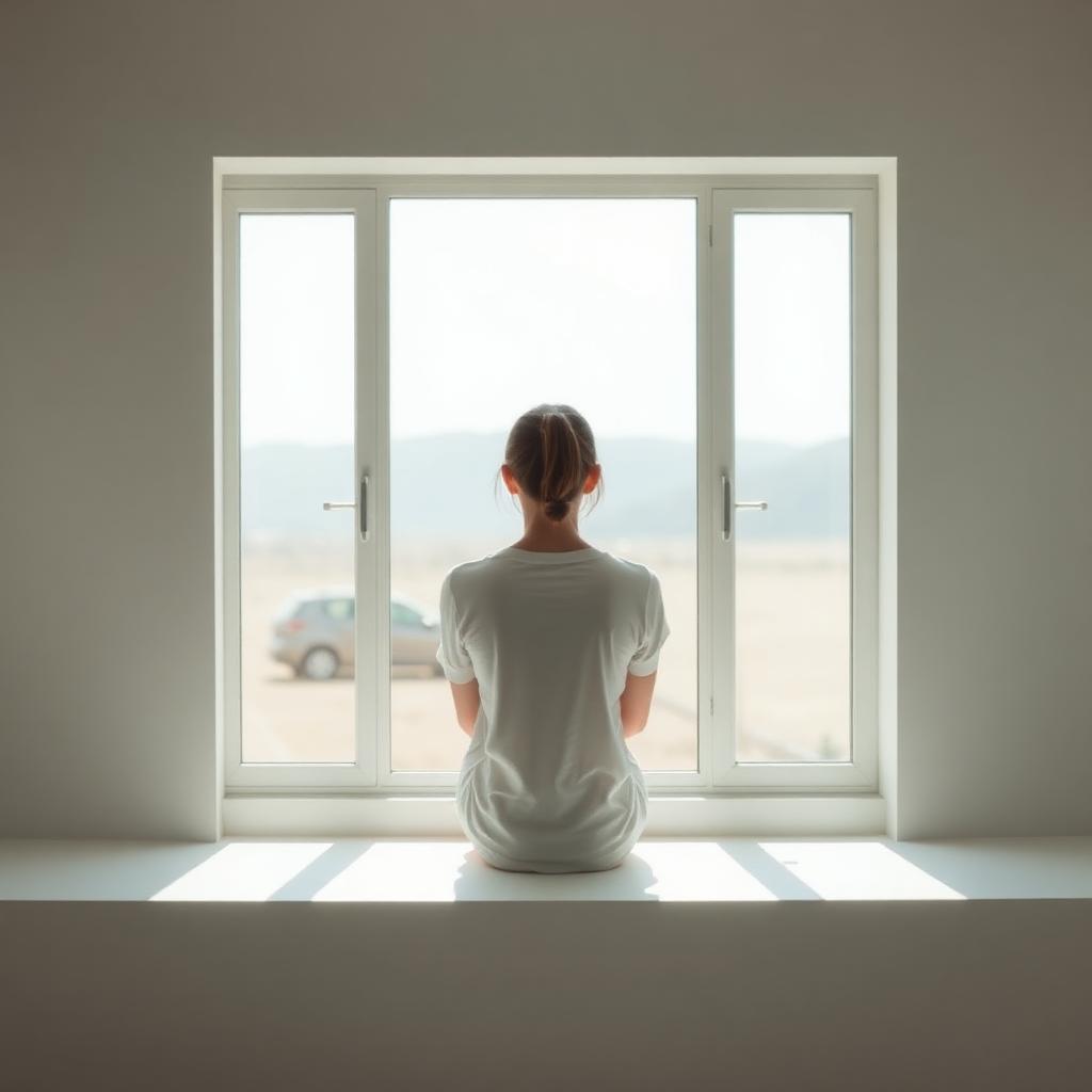 Persona en calma junto a una ventana